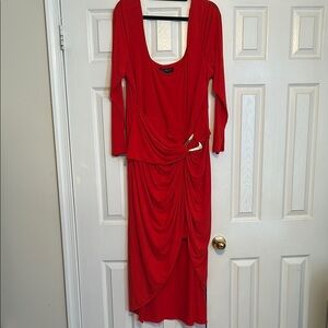 Elegant Red Draped Dress